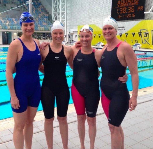 Relay team after breaking the national record