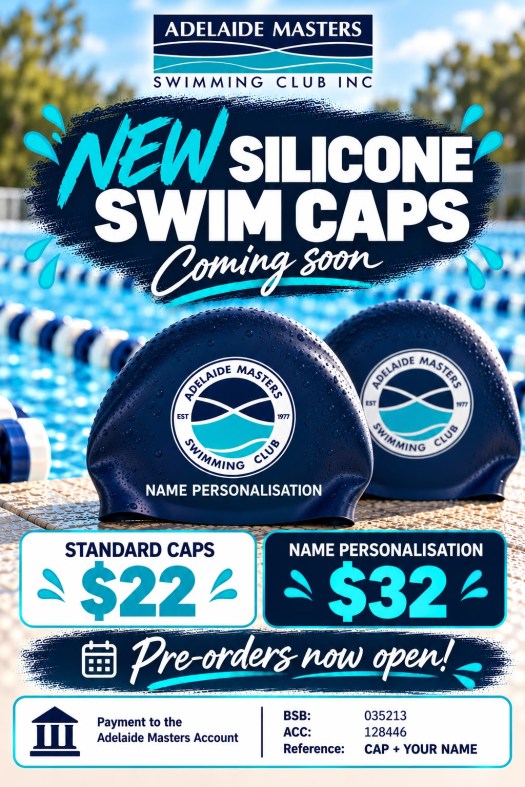 Adelaide Masters modern swim caps